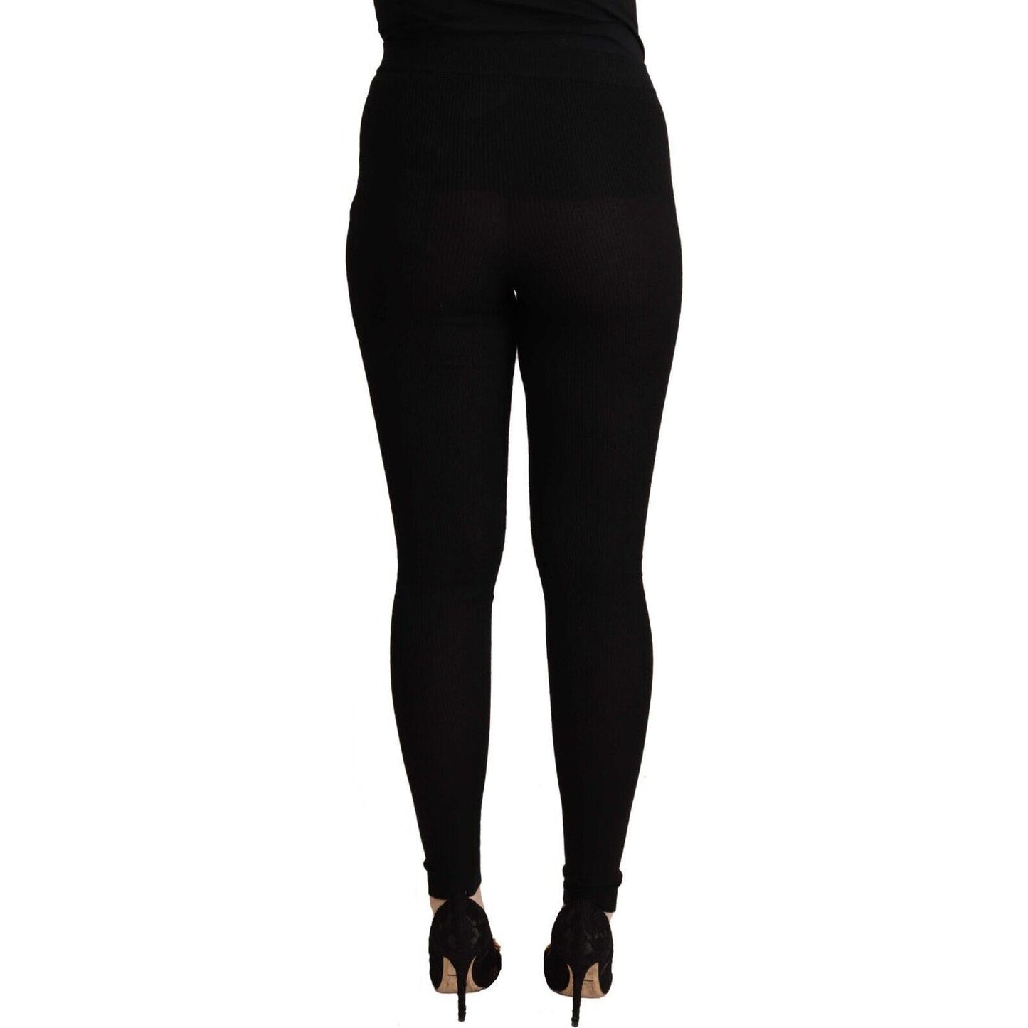 Dolce & Gabbana Black Cashmere Stretch Waist Tights Pants PAN71083 - 36