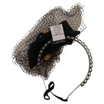 Dolce & Gabbana Silver Tiara Crystals Fruits Black Mesh Diadem Headband SMY100808