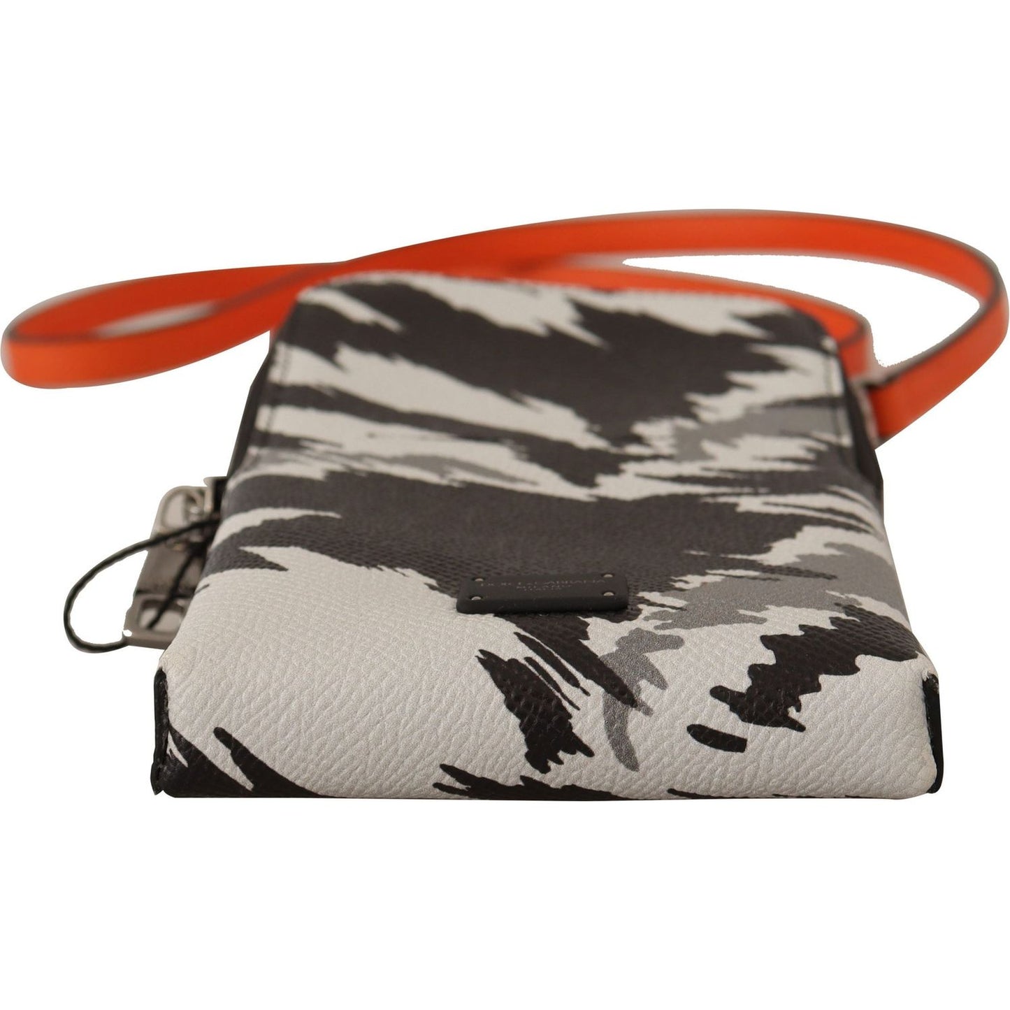 Dolce & Gabbana Gray Leather Cross Body Neck Strap Card Pocket Wallet VAS130115