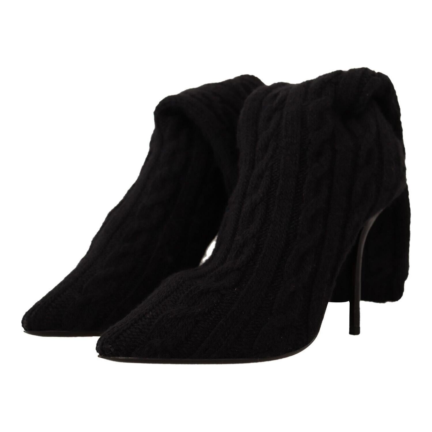 Dolce & Gabbana Black Stretch Socks Knee High Booties Shoes