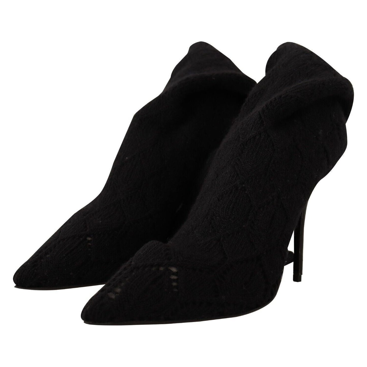 Dolce & Gabbana Black Stretch Socks Knee High Booties Shoes
