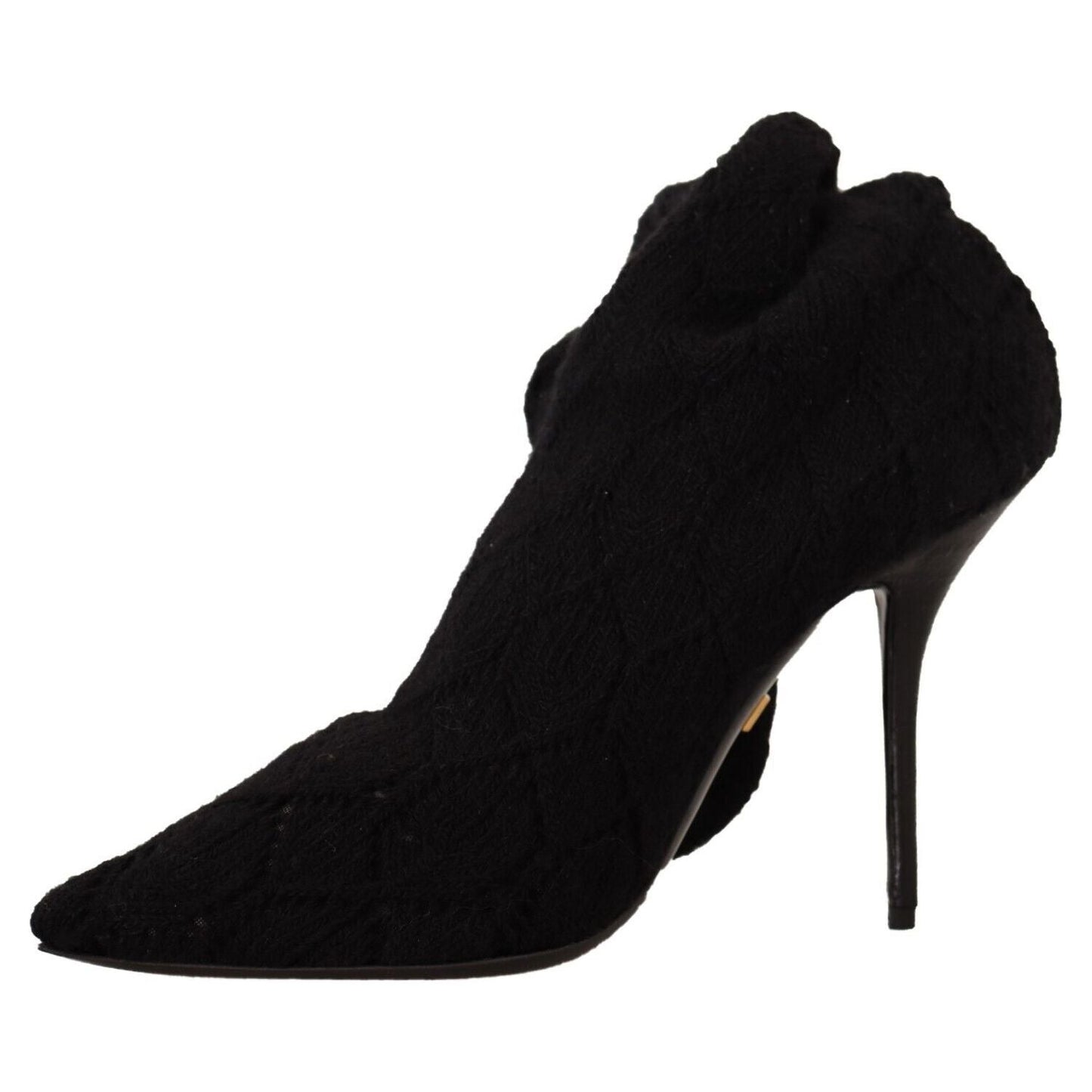 Dolce & Gabbana Black Stretch Socks Knee High Booties Shoes LA9669 - 39