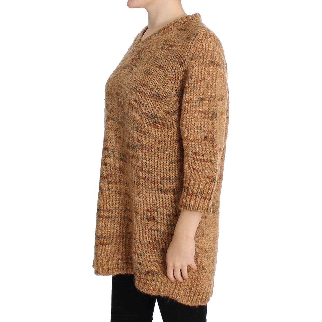 PINK MEMORIES Brown Wool Blend Knitted Oversize Sweater