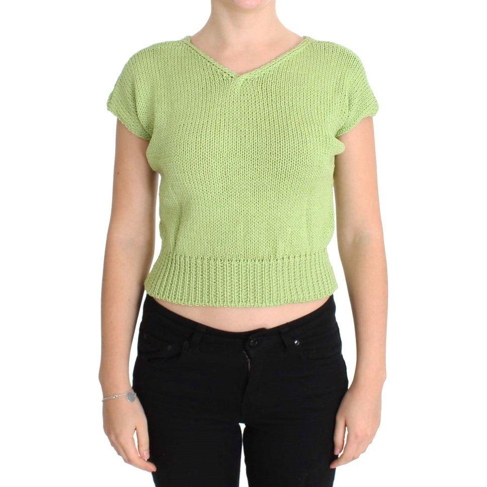 PINK MEMORIES Green Cotton Blend Knitted Sweater