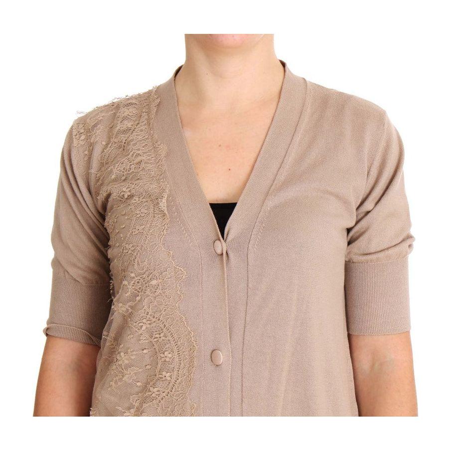 PINK MEMORIES Pink Lace Cotton Cardigan Sweater