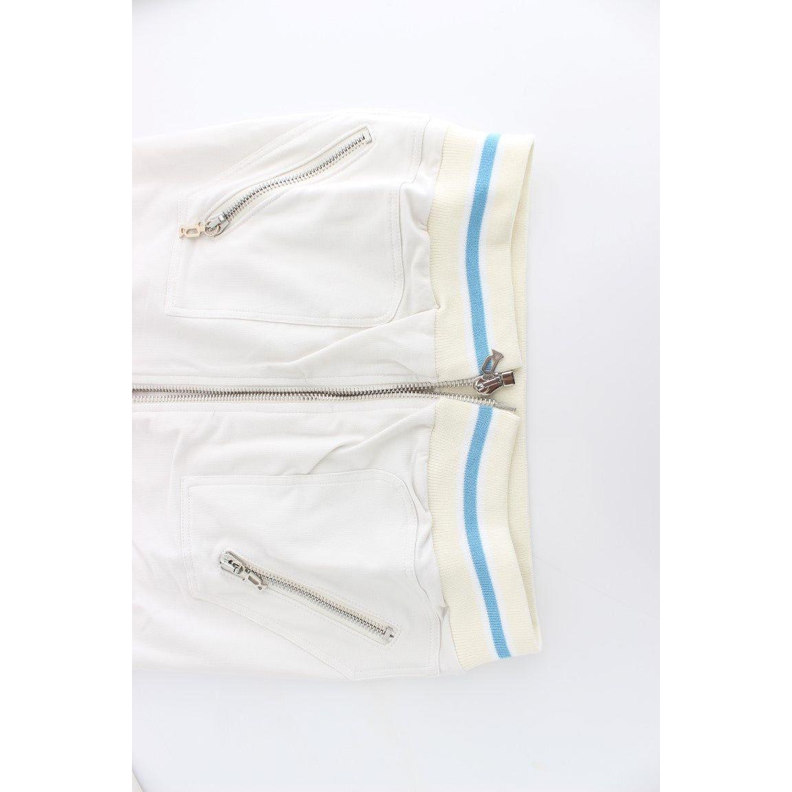 John Galliano White Mock Zip Cardigan Sweatshirt Sweater
