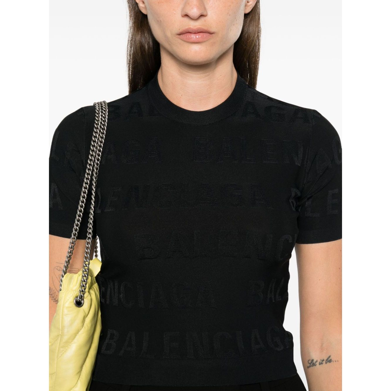 Balenciaga jacquard logo crop top Topwear