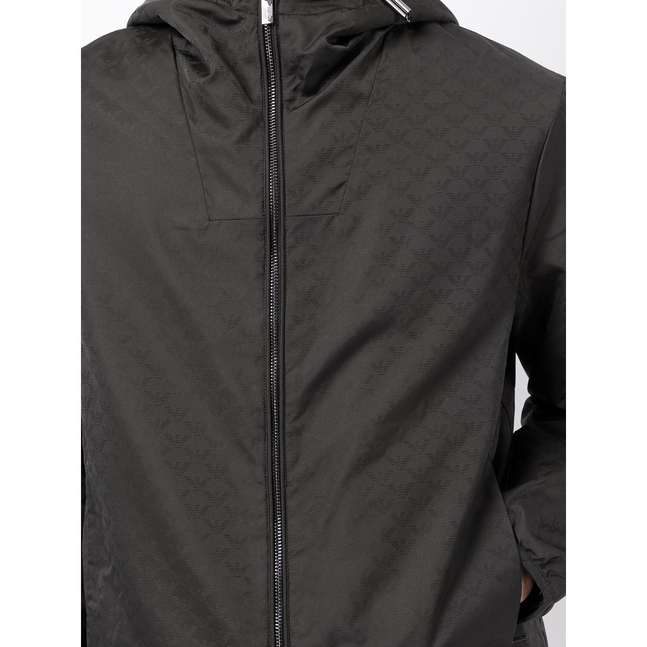 Emporio Armani Hooded jacket with zip in nylon jacquard eagle all over 8N1BN41NHQZF052-P25