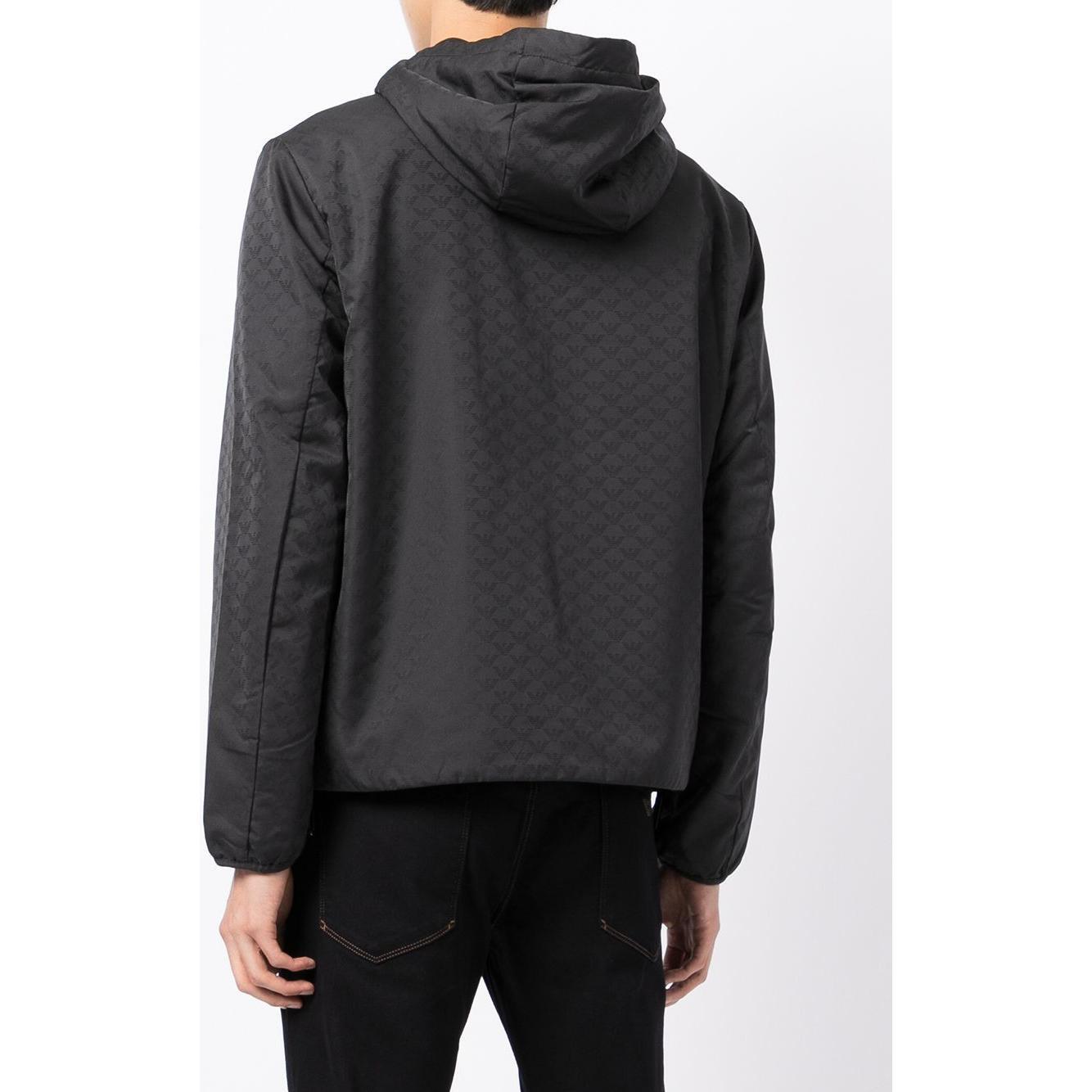 Emporio Armani Hooded jacket with zip in nylon jacquard eagle all over 8N1BN41NHQZF052-P25