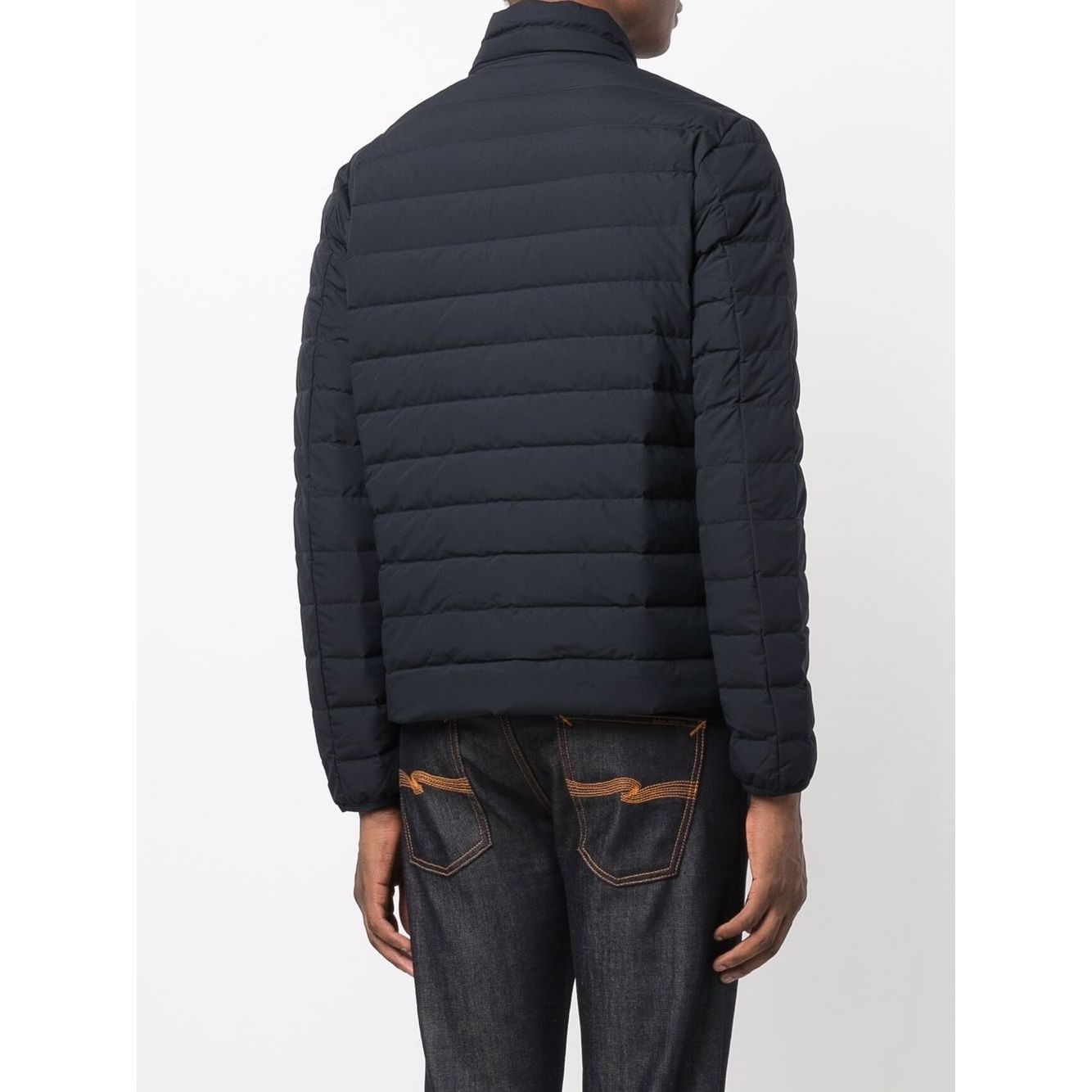 Emporio Armani Navy blue feather down padded logo-patch jacket 8N1BQ21NLRZ0920-P25