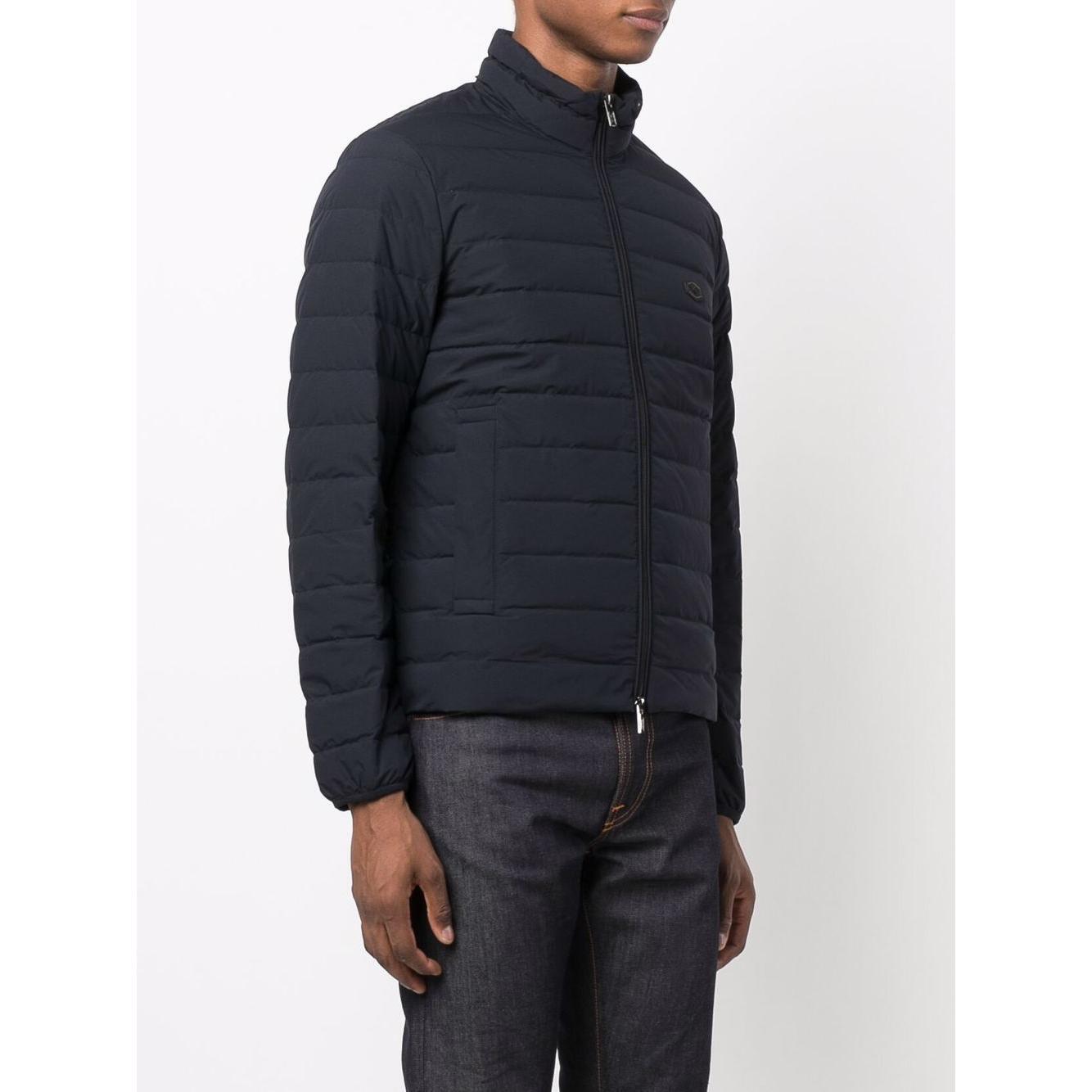Emporio Armani Navy blue feather down padded logo-patch jacket 8N1BQ21NLRZ0920-P25