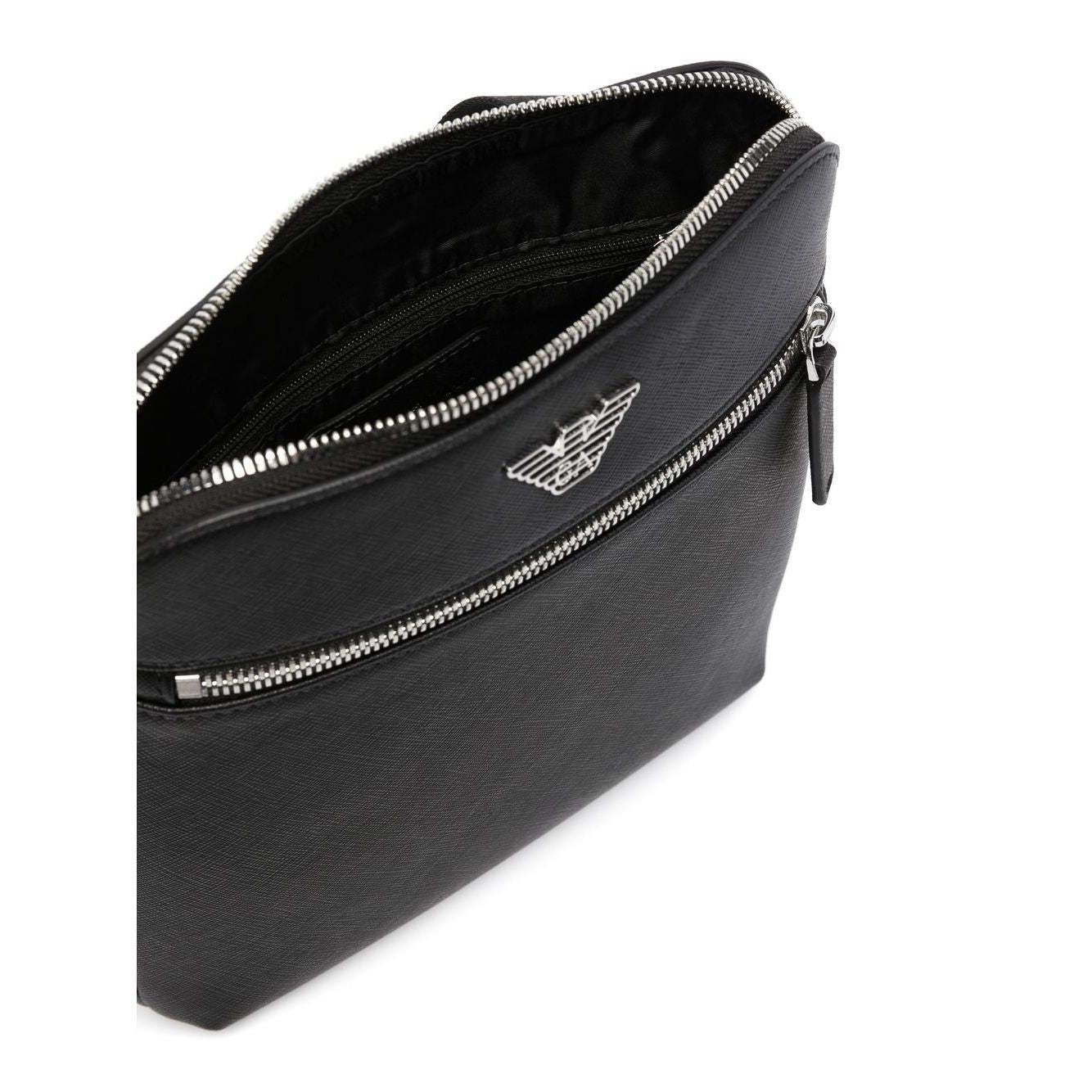 Emporio Armani ASV regenerated Saffiano leather flat shoulder bag with eagle plate Shoulder