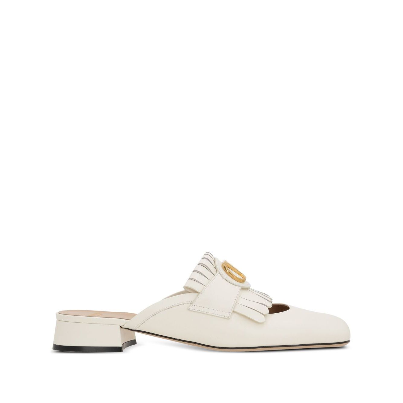 Valentino Garavani Vlogo Signature Calfskin Fringe Sabot Moccasin 25mm Sandals