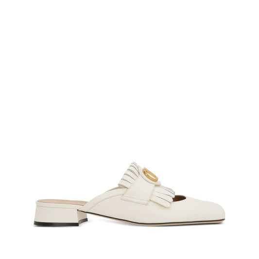 Valentino Garavani Vlogo Signature Calfskin Fringe Sabot Moccasin 25mm Sandals