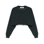 Golden Goose Cropped Cotton Sweatshirt with Crystals on the Front GWP02203P00189690456-P25