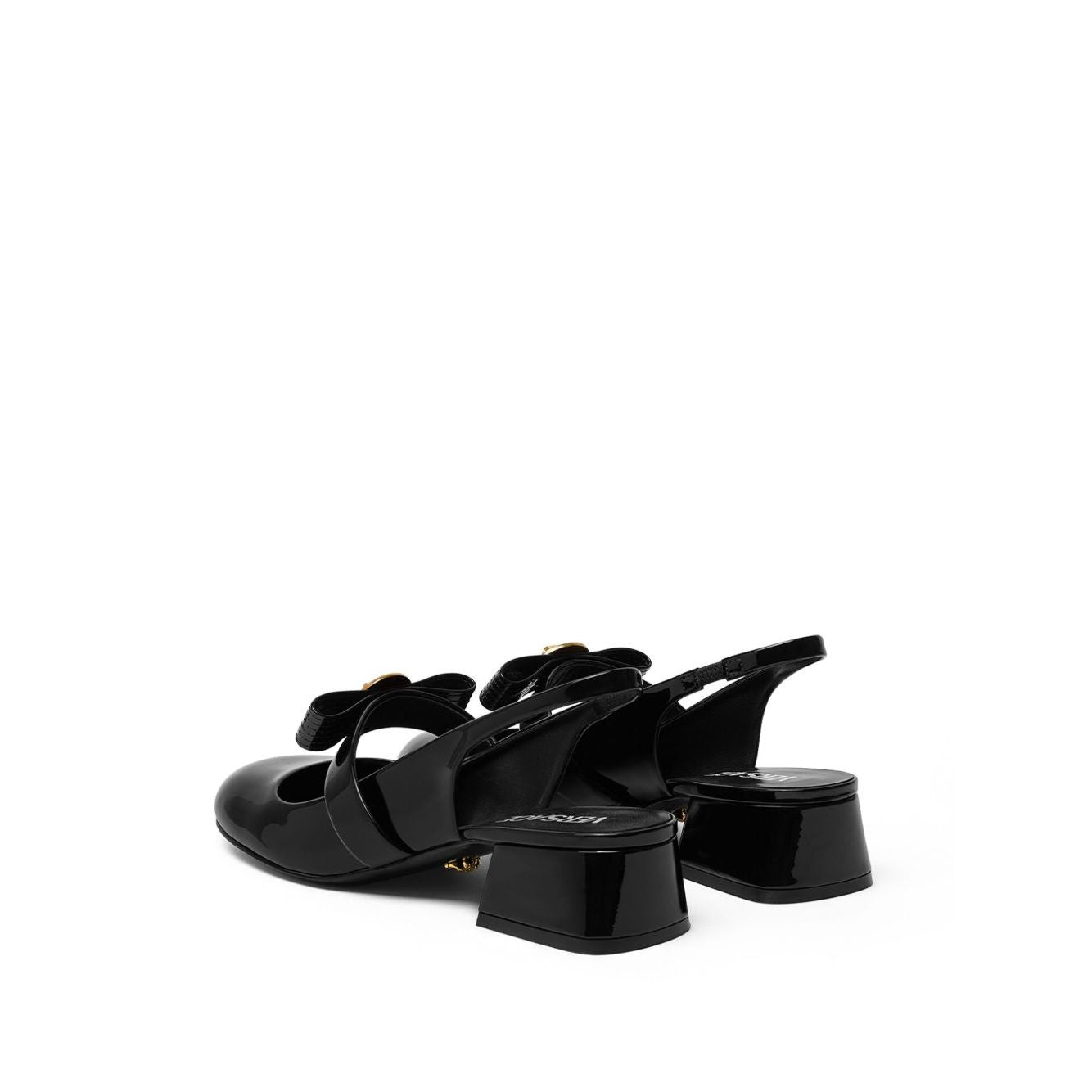 Versace Gianni Ribbon Patent Slingback Pumps 35 mm Medium Heel