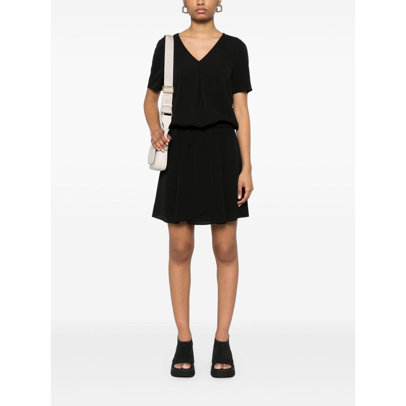 Emporio Armani Short dress with gathered waist and belt in flowing crepe EW000835AF12516UC001-P25