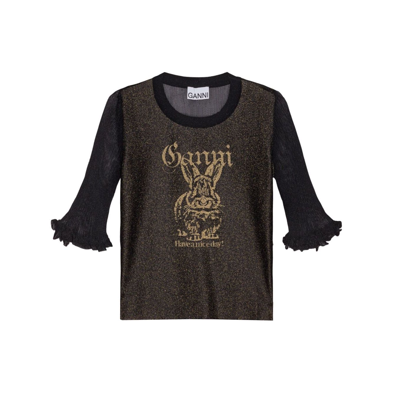 Ganni Sheer Jacquard Top Topwear