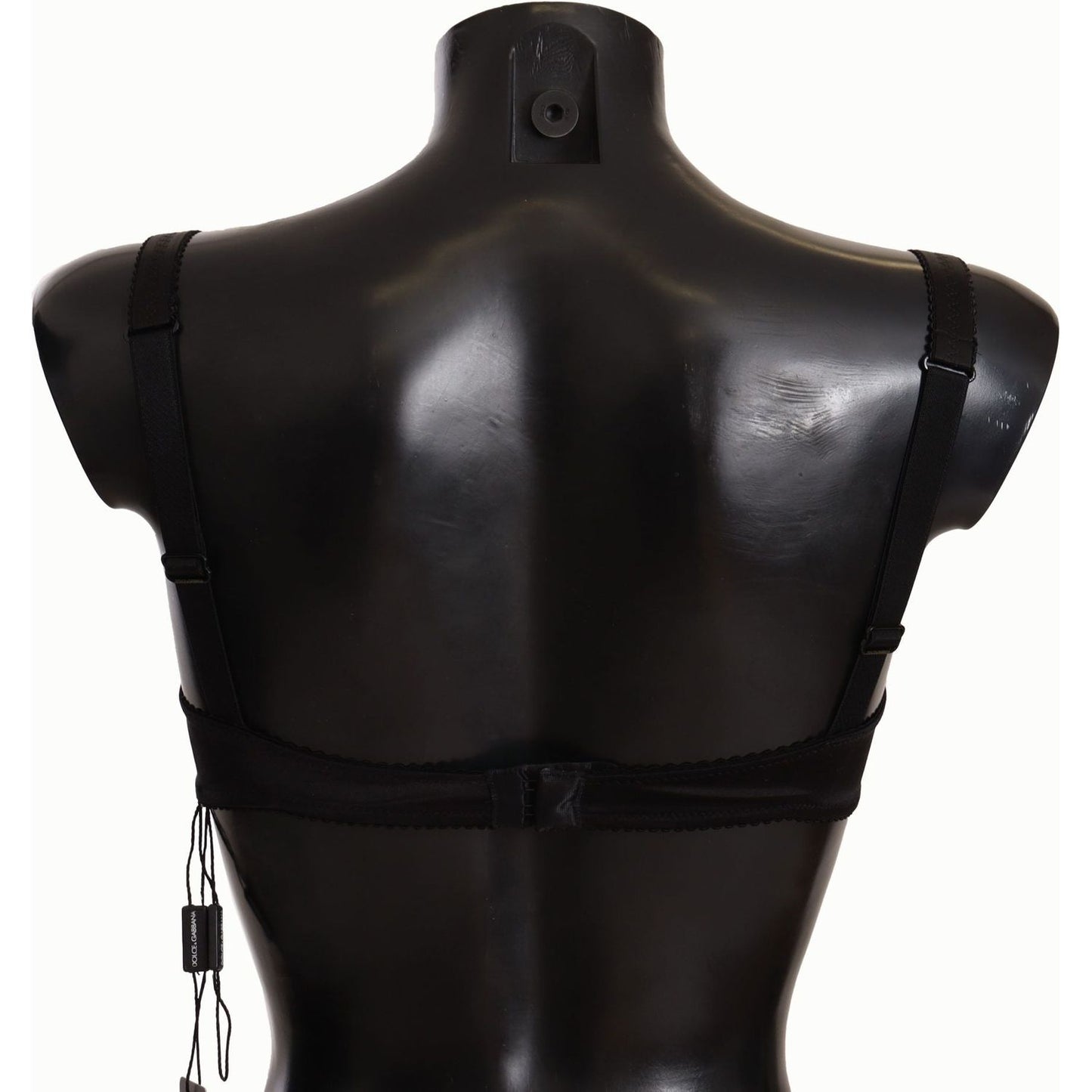 Dolce & Gabbana Black Polka Dot Satin Lace Balconette Bra BIK1574- IT1