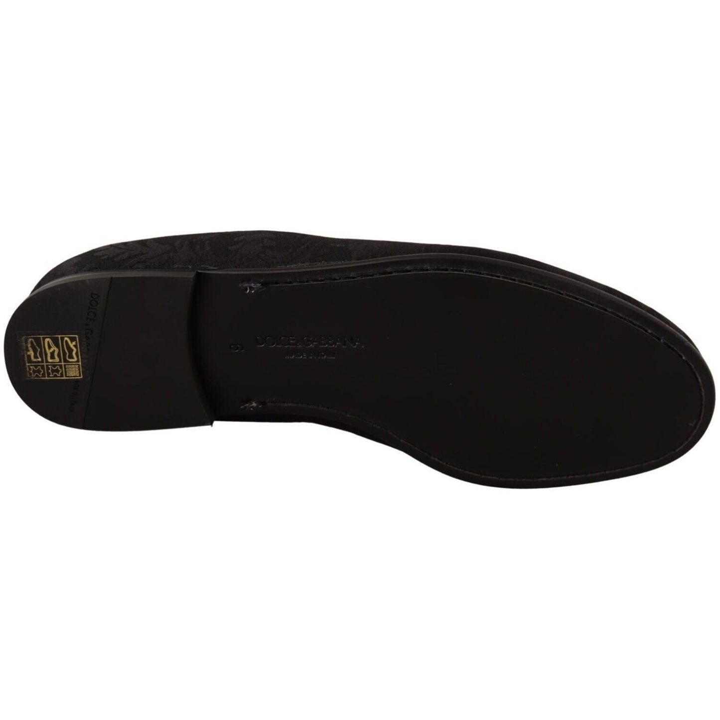 Dolce & Gabbana Black Jacquard Slippers Flats Loafers Shoes MV4476 - 40