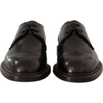 Dolce & Gabbana Black Leather Dress Formal Derby Shoes MV2000- 39