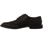 Dolce & Gabbana Black Leather Oxford Wingtip Formal Derby Shoes MV4688 - 43