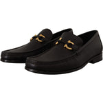Salvatore Ferragamo Elegant Black Calf Leather Loafers 8057553791802
