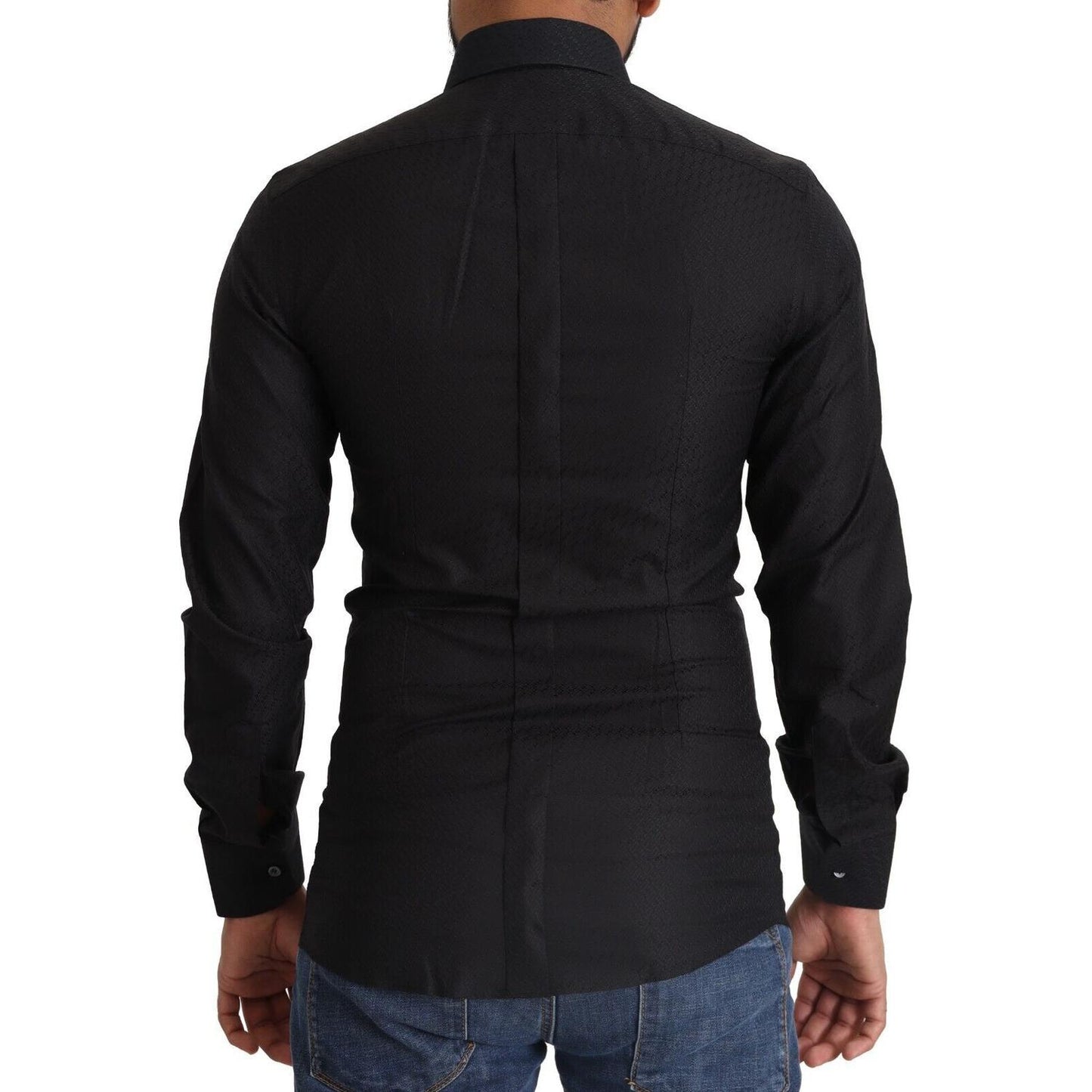 Dolce & Gabbana Black GOLD Cotton Slim Dress Formal Shirt TSH7668 - 37