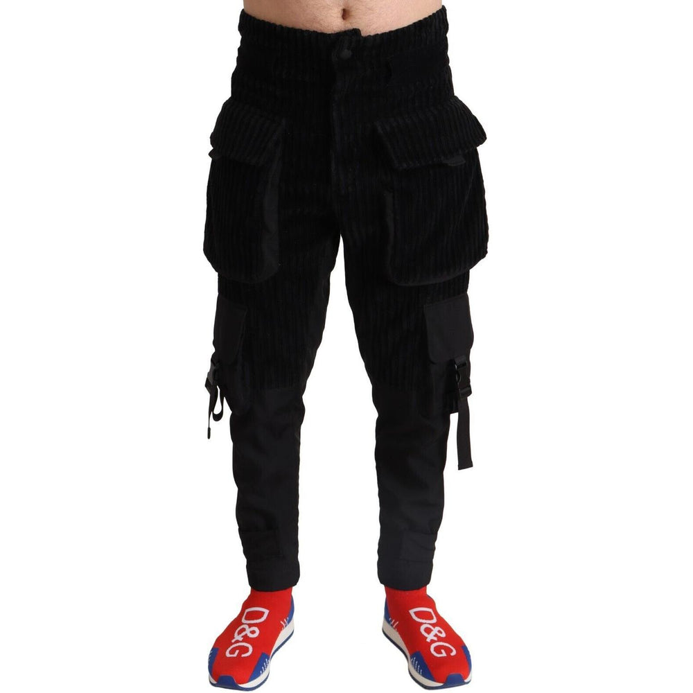 Dolce & Gabbana Black Cotton Skinny Corduroy Cargo Pants PAN72022 - 44