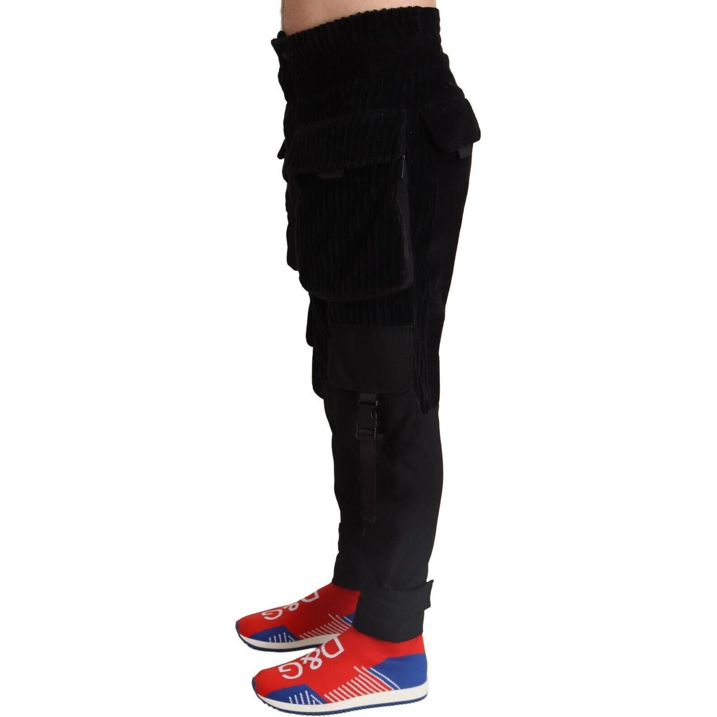 Dolce & Gabbana Black Cotton Skinny Corduroy Cargo Pants PAN72022 - 44