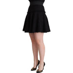 Dolce & Gabbana Black Knitted Nylon High Waist Mini A-line Skirt SKI1802 - 40