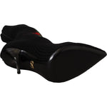Dolce & Gabbana Black Stretch Socks Red Roses Booties Shoes LA9814- 35.5