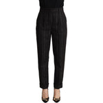 Dolce & Gabbana Black Striped High Waist Tapered Pants PAN72826 - 38