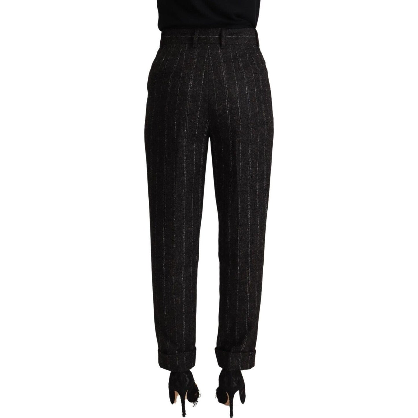 Dolce & Gabbana Black Striped High Waist Tapered Pants PAN72826 - 38