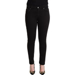 Dolce & Gabbana Black Cotton Mid Waist Denim Slim Fit Jeans PAn73036 - 42