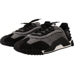 Dolce & Gabbana Black Gray Fabric Lace Up NS1 Sneakers Shoes