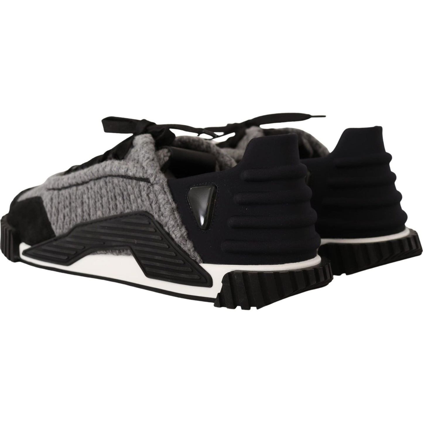 Dolce & Gabbana Black Gray Fabric Lace Up NS1 Sneakers Shoes