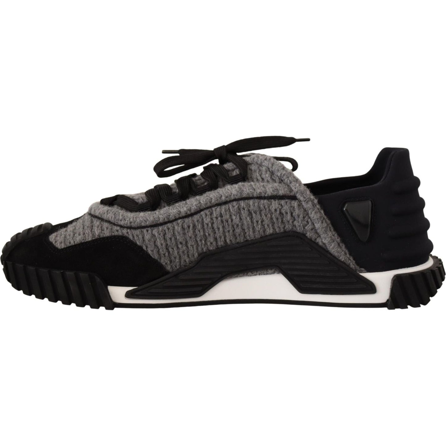 Dolce & Gabbana Black Gray Fabric Lace Up NS1 Sneakers Shoes