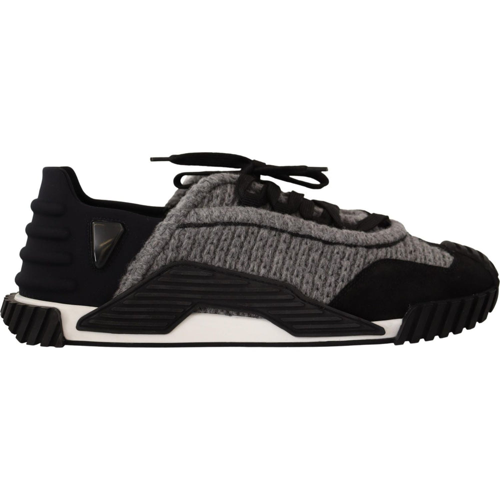 Dolce & Gabbana Black Gray Fabric Lace Up NS1 Sneakers Shoes