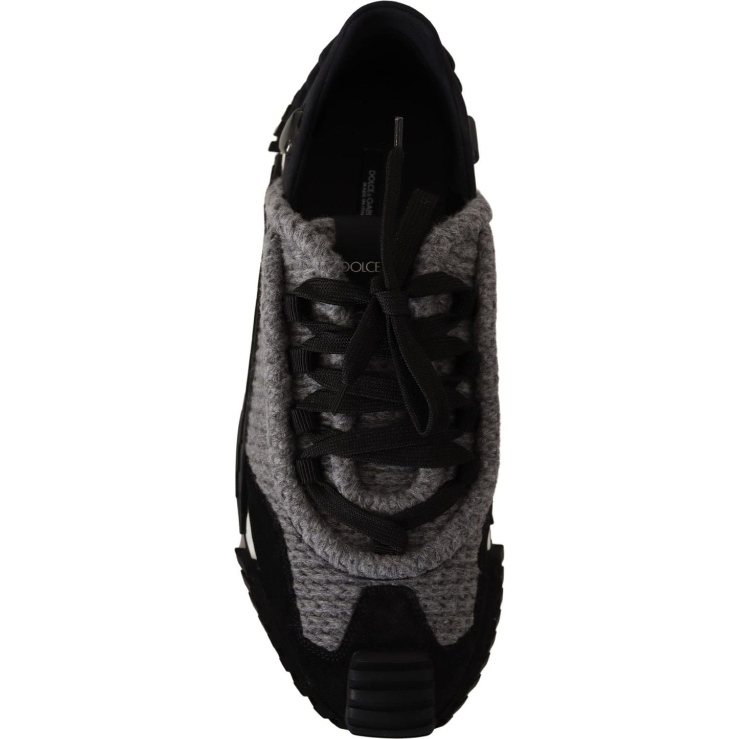 Dolce & Gabbana Black Gray Fabric Lace Up NS1 Sneakers Shoes