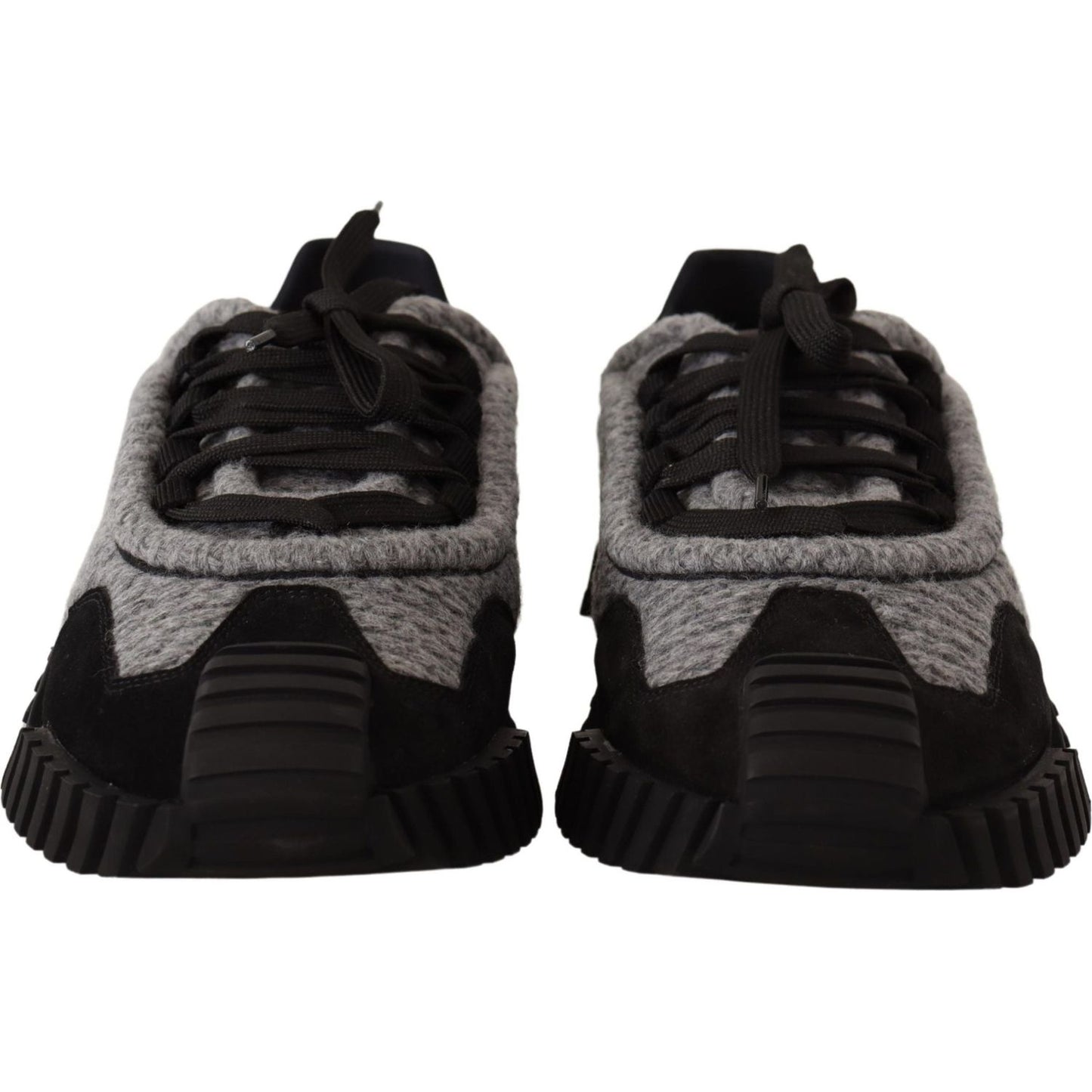 Dolce & Gabbana Black Gray Fabric Lace Up NS1 Sneakers Shoes