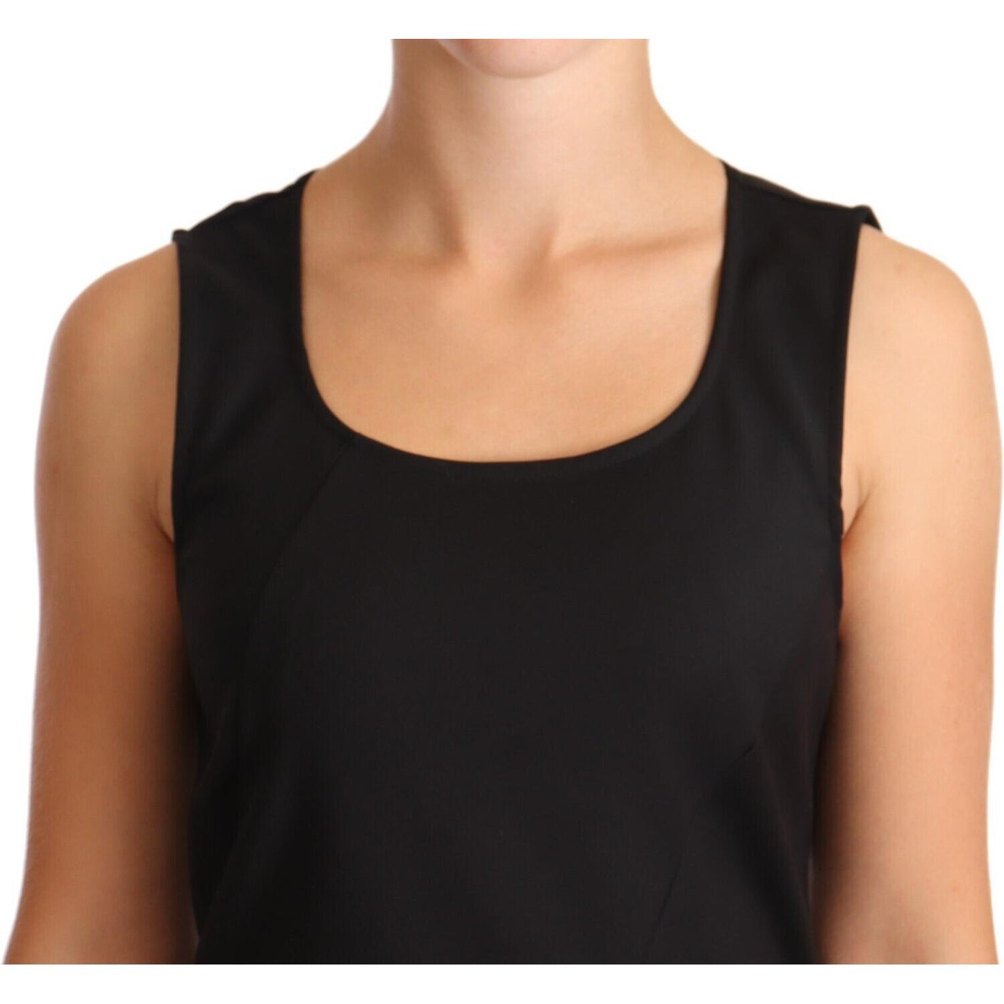Patrizia Pepe Black Cotton Blend Sleeveless Knee Length Sheath Dress DR28328 - 42