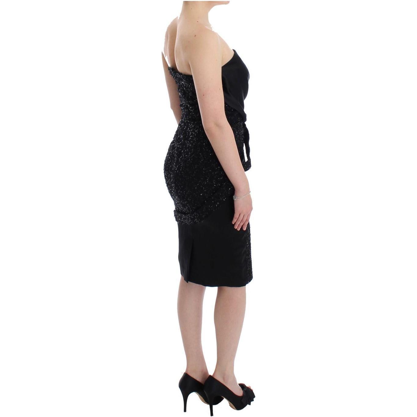 Masha Ma Black Strapless Embellished Pencil Dress SIG12640-2