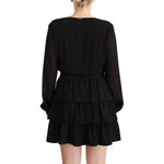 Liu Jo Black Polyester Long Sleeves V-neck Mini A-line Dress DR28444 - 44