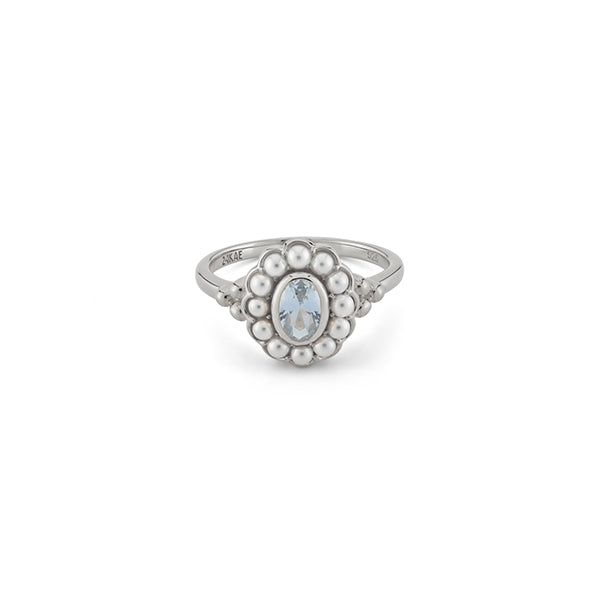 Elegant 24KAE JEWELS JEWELRY Mod. 12416S/58 silver ring with pearl and gem design