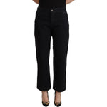 John Galliano Black Cotton Flared Cropped High Waist Denim Jeans PAN72221 - 30