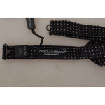Dolce & Gabbana Black White Polka Dot Adjustable Neck Papillon Bow Tie FT3676