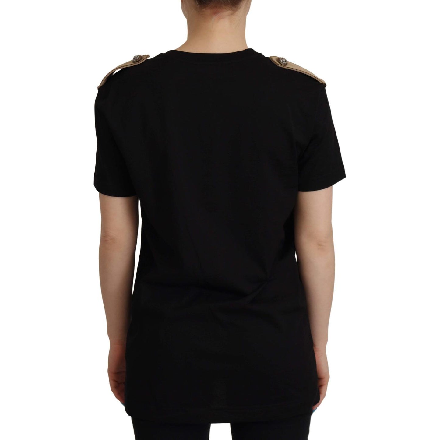 Dolce & Gabbana Black Logo Motive Crewneck Cotton T-shirt TSH7846- 40