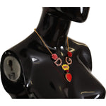 Dolce & Gabbana Gold Rose Love Crystal Charm Chain Necklace SMY100895