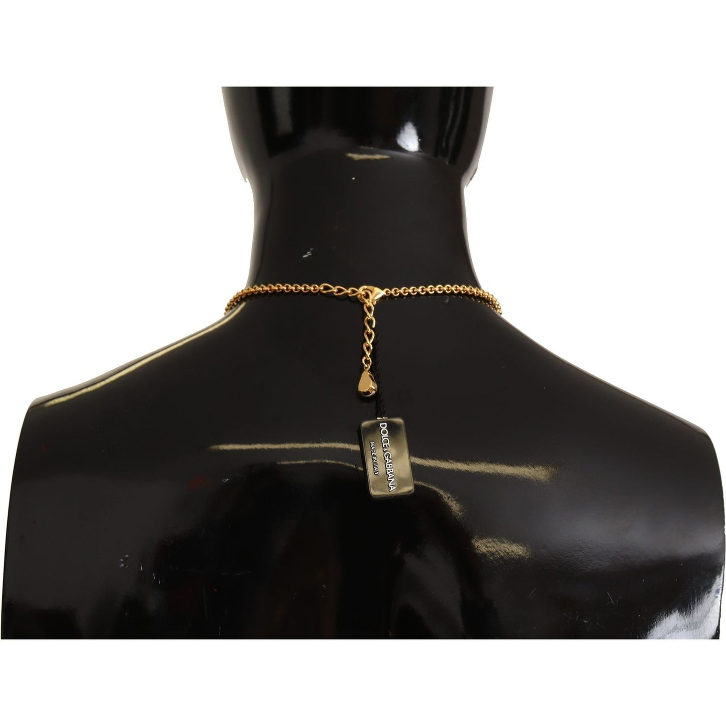 Dolce & Gabbana Gold Rose Love Crystal Charm Chain Necklace SMY100895